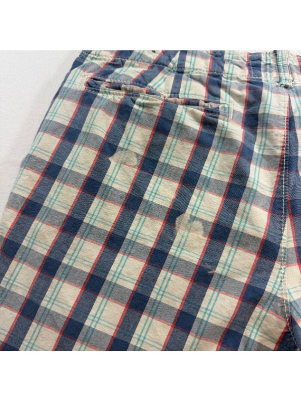 Hollister Plaid Shorts Mens 36 Blue Red White Casual Flat Front Cotton - Picture 8 of 11